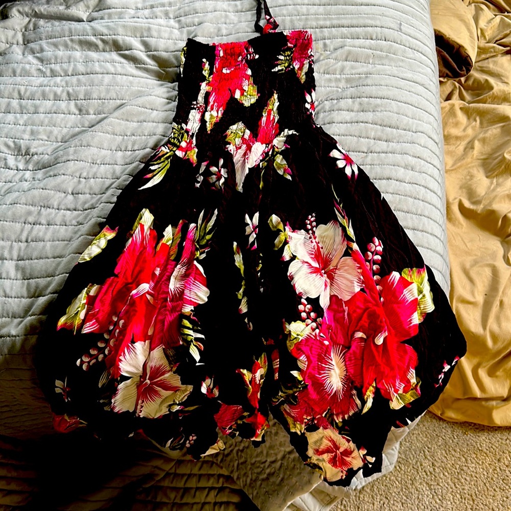 I am selling a black and pink floral dress.